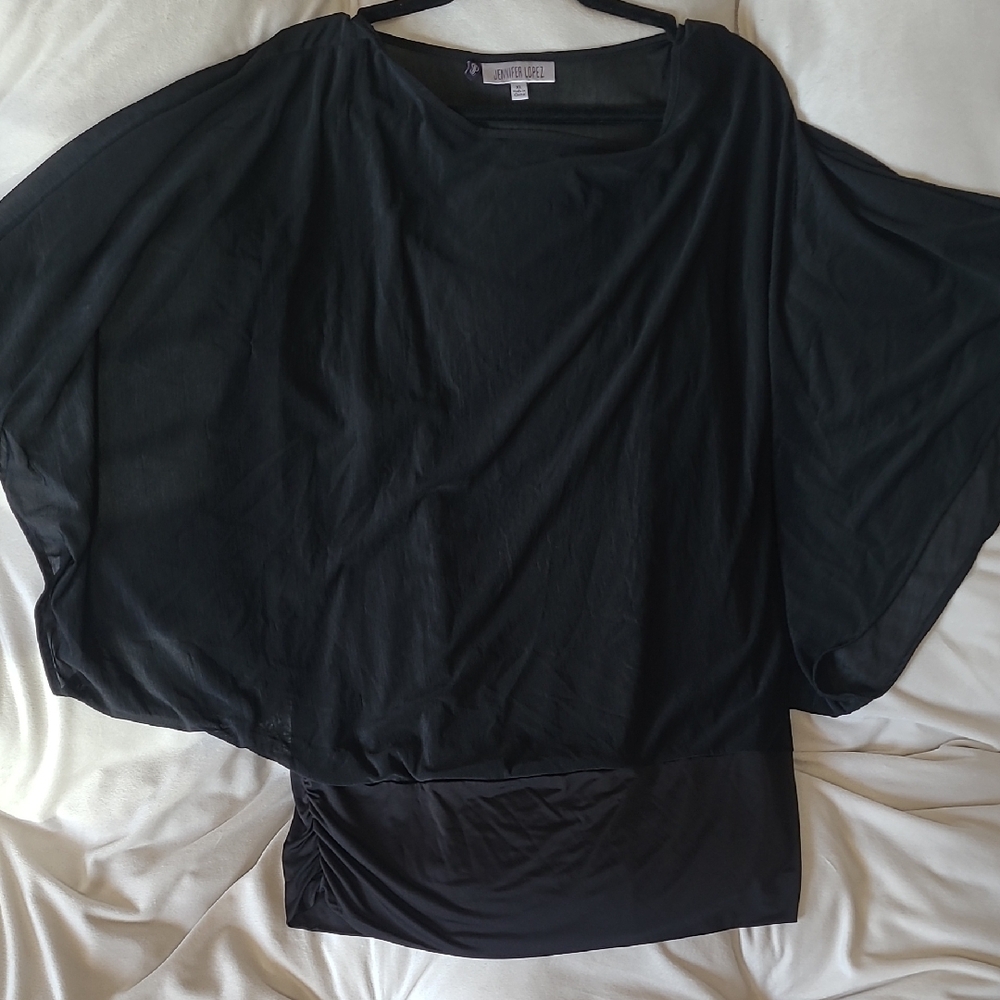 Jennifer Lopez Black Dolman Sleeve Boxy Blouse